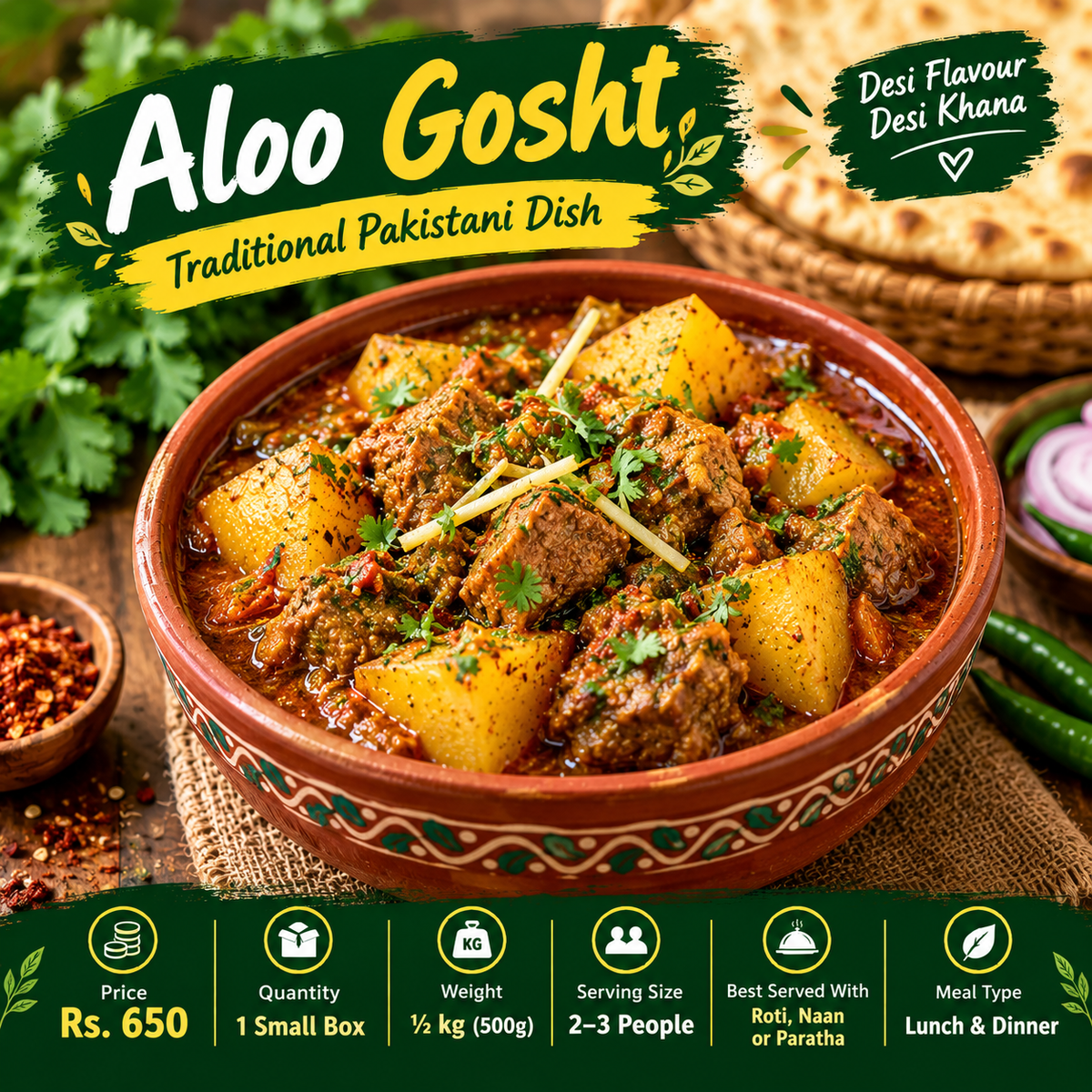 Aloo Gosht – Traditional Pakistani Desi Food