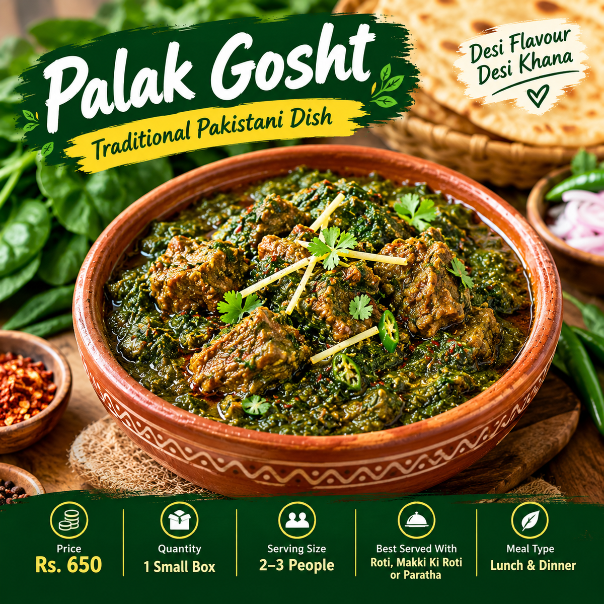 Palak Gosht – Traditional Pakistani Desi Food